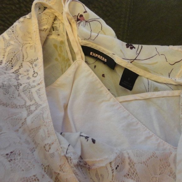 PINK FLORAL EXPRESS CAMI SLEEVELESS LACE SHIRT SIZE 8 - Picture 4 of 8